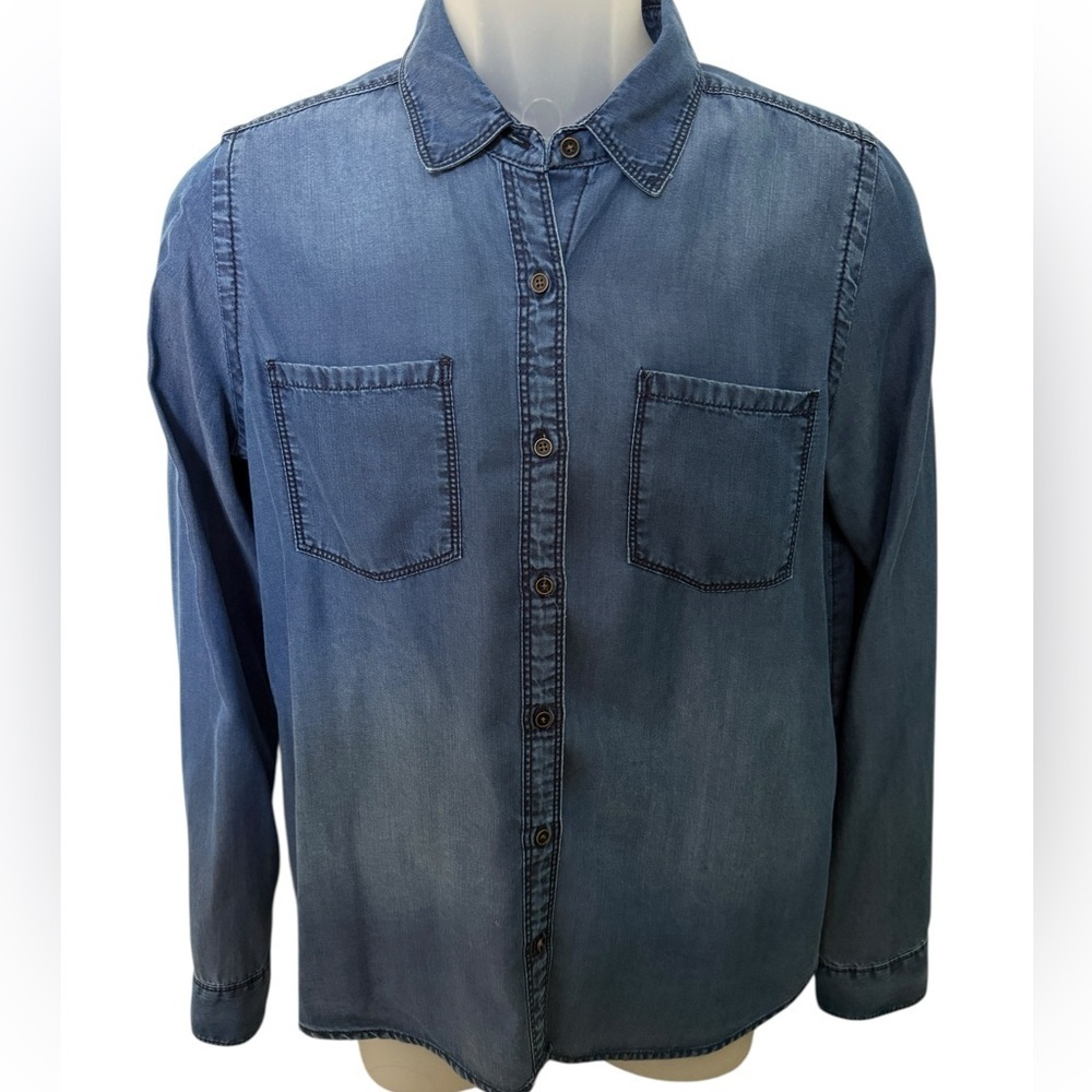 Caslon Chambray Long Sleeve Top Women S Small